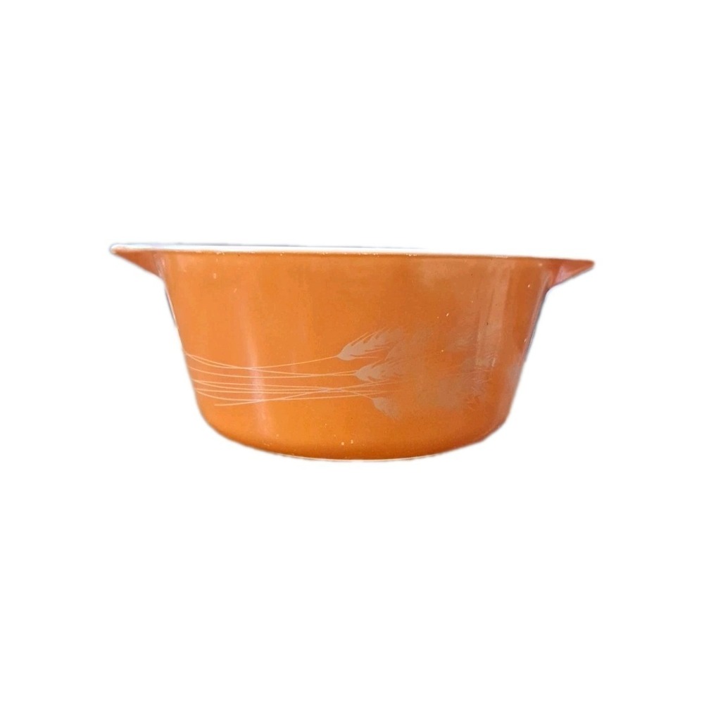 Pyrex 474-B #24 Autumn Harvest Orange‎ Wheat Casserole Dish